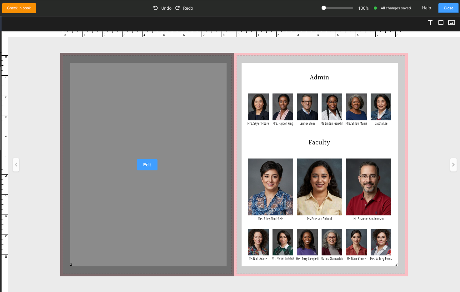 Portrait template selection in Memento Yearbook