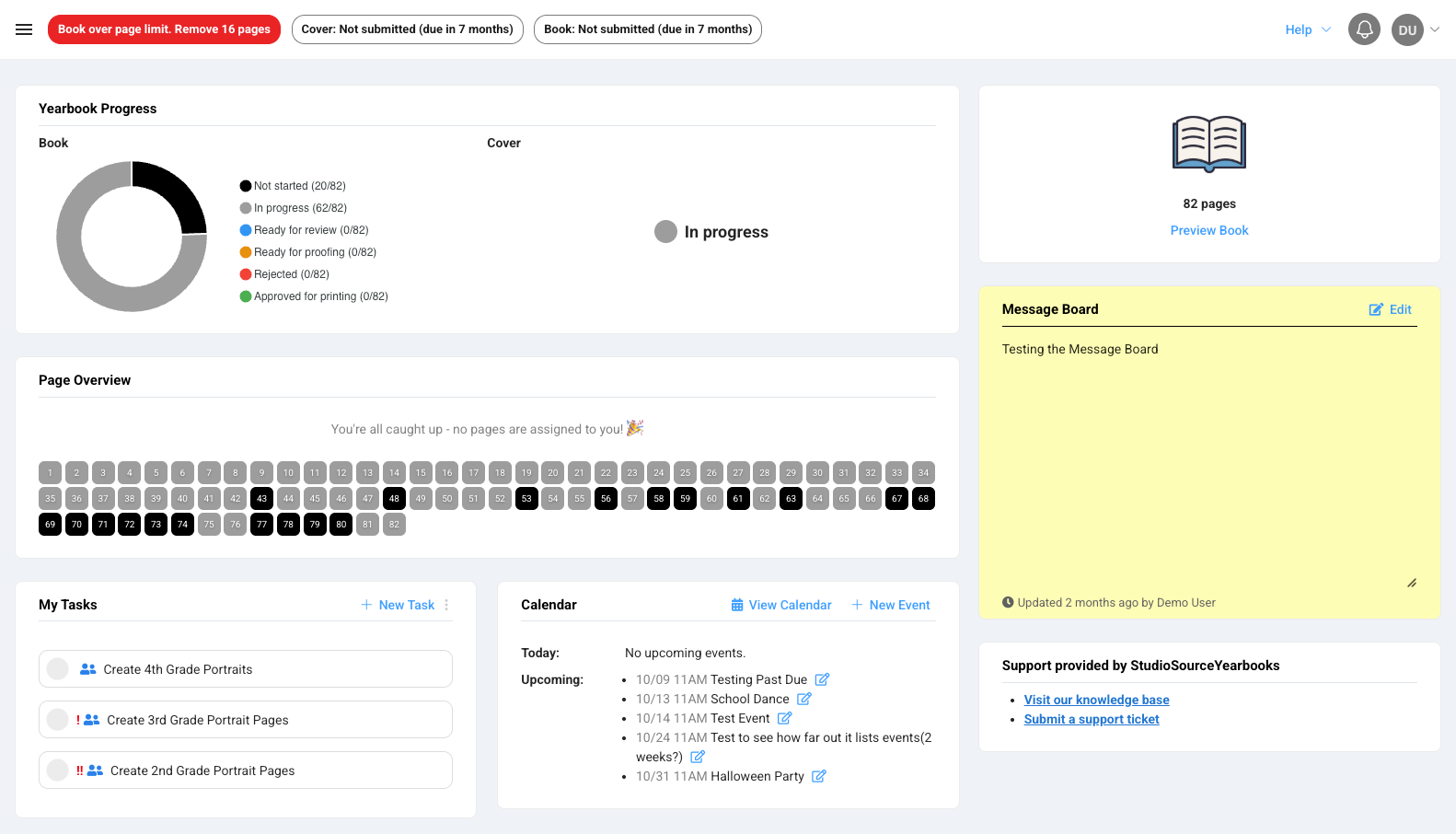 Memento Yearbook team management dashboard